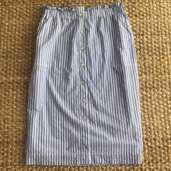 New: Madewell Paperbag Button Front Midi Skirt with Pockets - Picture 5 of 14